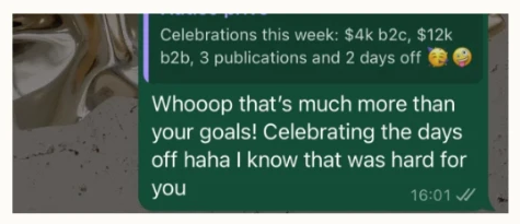 Client WhatsApp review: More revenue and two days off