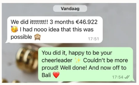 Client WhatsApp review: Three months, €46,922 in sales